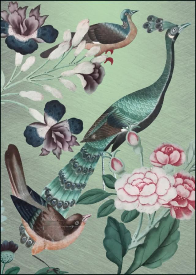 Chinees behang papier (vogels), Kasteel Heeswijk