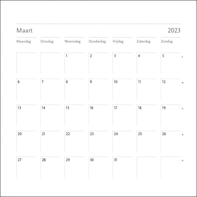 Keel Anesthesie Tapijt Blanco maandkalender 2023 kopen | Bekking & Blitz