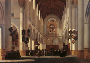 Interieur van de Grote of St. Bavokerk, Job Berckheyde, Het Frans Hals Museum